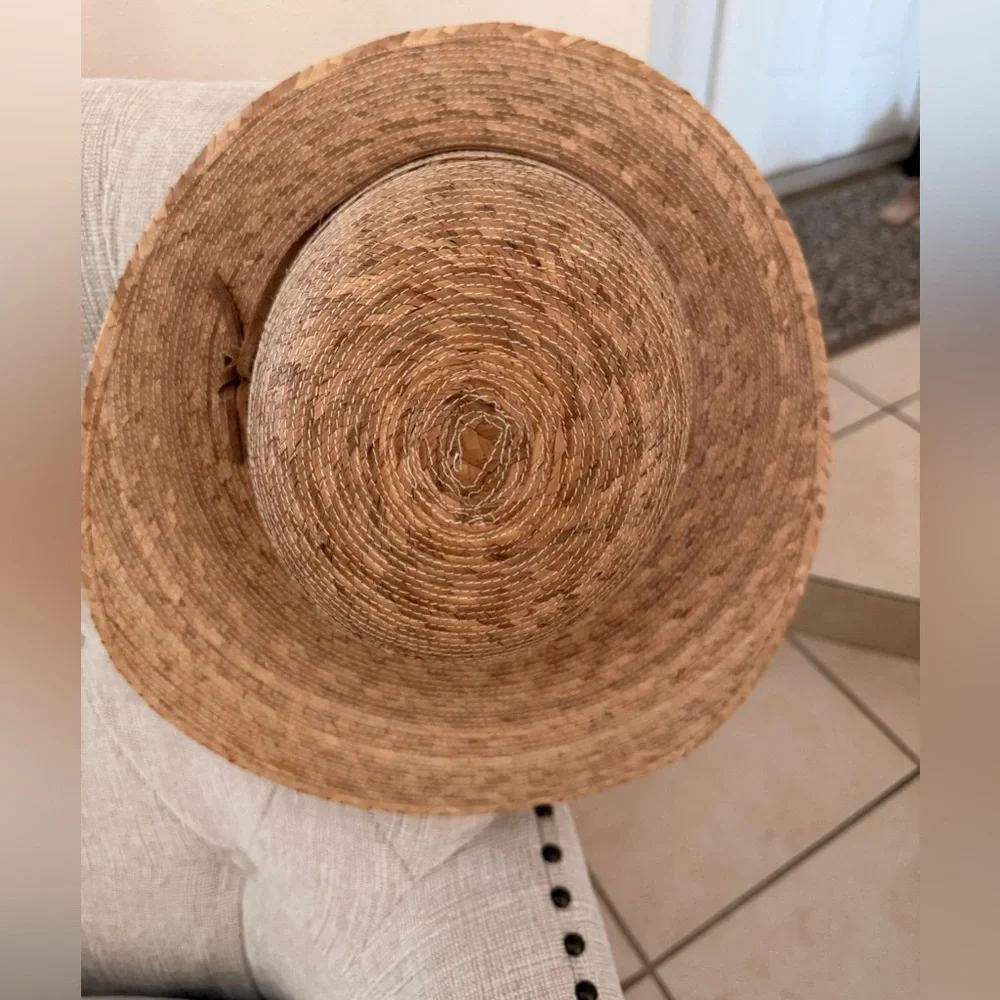 NWT Tula Hat Leather Visor Wide Brim Chin Strap Vented Hard Straw - Picture 6 of 8